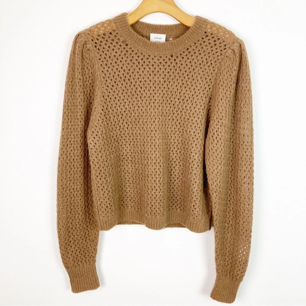 Wilfred Aritzia Nessa Sweater Alpaca Wool Blend, Camel brown. Size Large - Picture 5 of 7